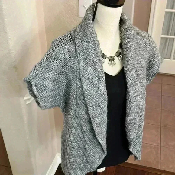 Decree Gray with Silver Metallic Threads Open Cardigan Size M - Picture 14 of 15